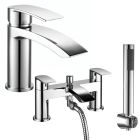 Noveua Aldgate Mono Basin Mixer with Click Clack Waste & Bath Shower Mixer Tap Set
