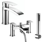 Noveua Aldgate Mini Mono Basin Mixer with Click Clack Waste & Bath Shower Mixer Tap Set