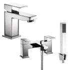 Noveua Barbican Mono Basin Mixer with Click Clack Waste & Bath Shower Mixer Tap Set