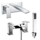 Noveua Barbican Wall Mounted Basin Mixer & Bath Shower Mixer Tap Set
