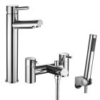 Noveua Clapham Tall Mono Basin Mixer with Click Clack Waste & Bath Shower Mixer Tap Set