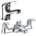Noveua Marylebone Mono Basin Mixer with Click Clack Waste & Bath Shower Mixer Tap Set
