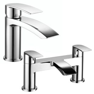 Noveua Aldgate Mono Basin Mixer with Click Clack Waste & Bath Filler Tap Set