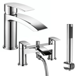 Noveua Aldgate Mono Basin Mixer with Click Clack Waste & Bath Shower Mixer Tap Set