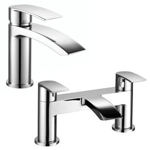 Noveua Aldgate Mini Mono Basin Mixer with Click Clack Waste & Bath Filler Tap Set