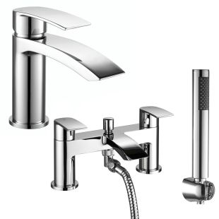 Noveua Aldgate Mini Mono Basin Mixer with Click Clack Waste & Bath Shower Mixer Tap Set