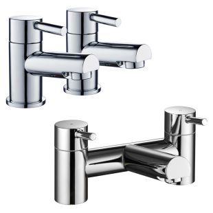 Noveua Clapham Pair of Basin Taps & Bath Filler Tap Set