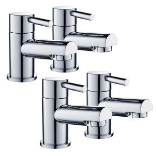 Noveua Clapham Pair of Basin Taps & Pair of Bath Taps Set