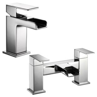 Noveua Kennington Mini Mono Basin Mixer with Click Clack Waste & Bath Filler Tap Set